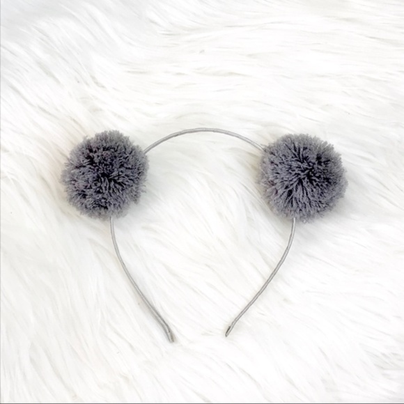 Cute Grey Pom Pom cat ears headband - Picture 3 of 7